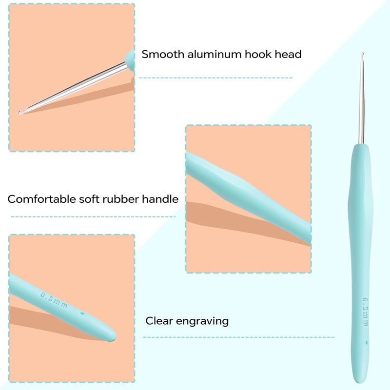 Gerute Small Size Crochet Hook Lace Crochet Needle, 0.5mm Crochet Hook, Ergonomic Crochet Hooks，Embroidery Thread Knitting Weaving Tool (0.5 mm) - Image 3